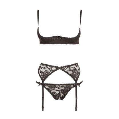 Ensemble Ouvert Sexy 3 Pièces - Dentelle Noire - Senslov
