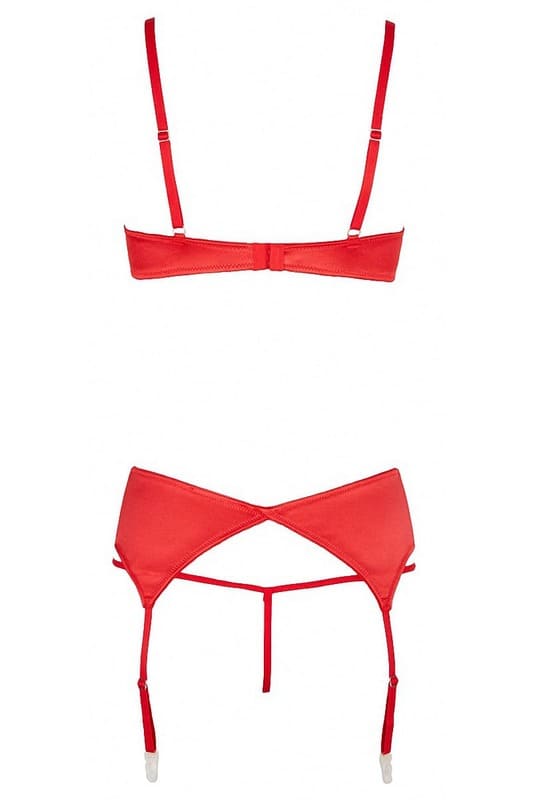 Lingerie sexy rouge ouverte 3 pièces - Cottelli Lingerie - Senslov