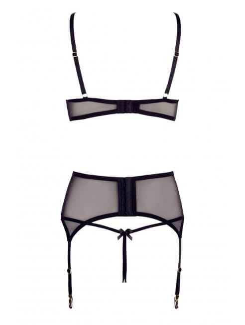 ensemble sexy ouvert noir porte jarretelle inclus - Senslov