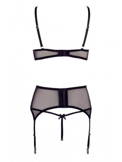 ensemble sexy ouvert noir porte jarretelle inclus - Senslov