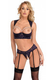 Ensemble lingerie ouvert sexy violet - Cottelli Lingerie