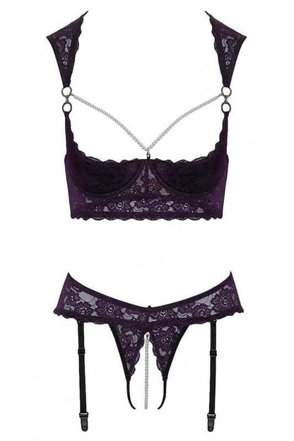 Ensemble lingerie ouverte violet - Cotelli Lingerie - Senslov