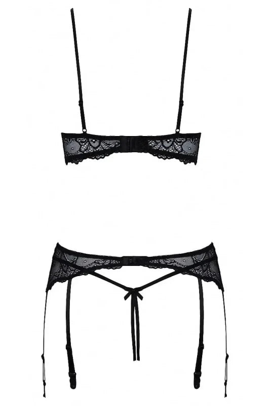 Ensemble Sexy Lingerie Ouverte Noire en Dentelle Florale - Senslov