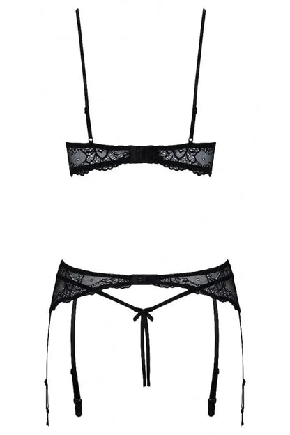 Ensemble Sexy Lingerie Ouverte Noire en Dentelle Florale - Senslov