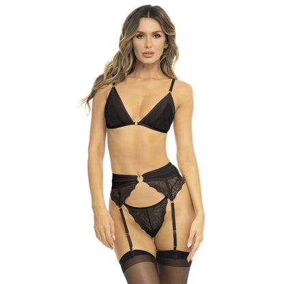 Ensemble porte - jarretelles sexy noir : Parure 3 Pièces - Senslov