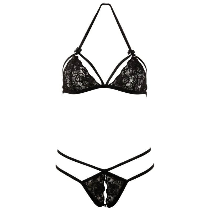 Ensemble dentelle noir soutien - gorge bonnets détachables - Senslov