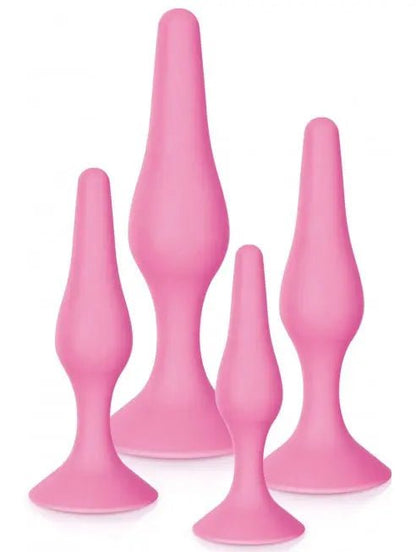 Zoom-coffret-sextoys-de-4-plugs-anaux-rose-a-ventouse-adaptee