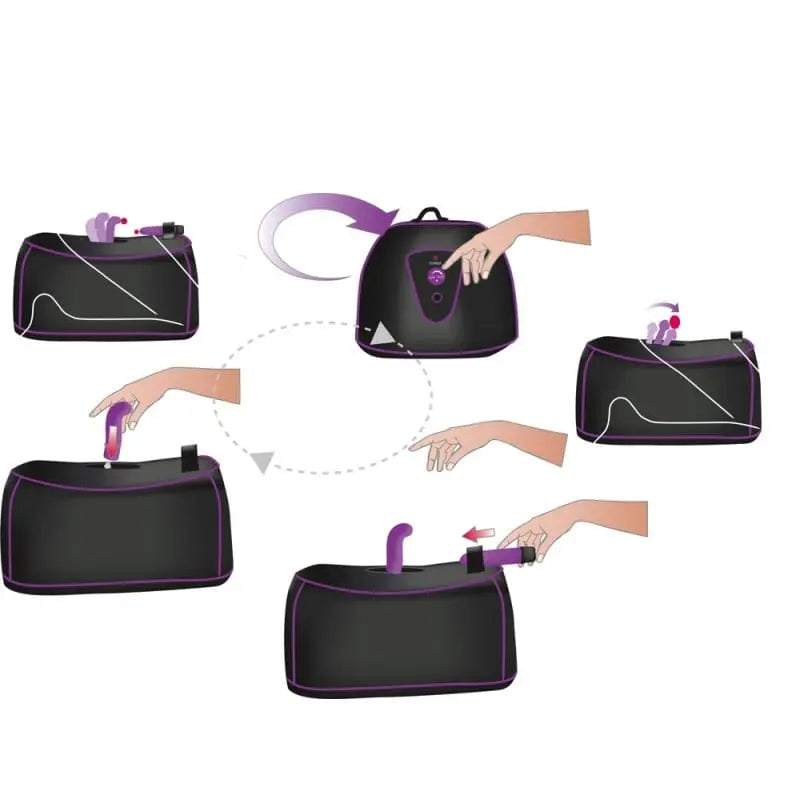 description emploi du vibromasseur sex machine noire complète avec accessoires