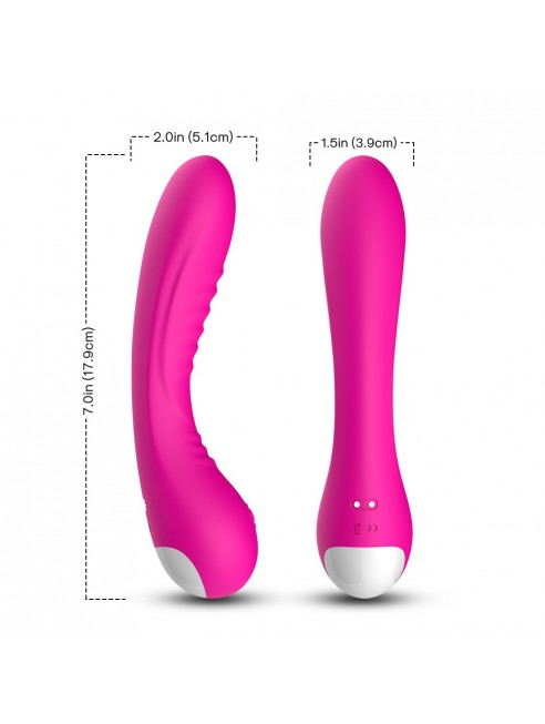 Dimensions du vibromasseur courbé avec tête ergonomique pour stimulation ciblée