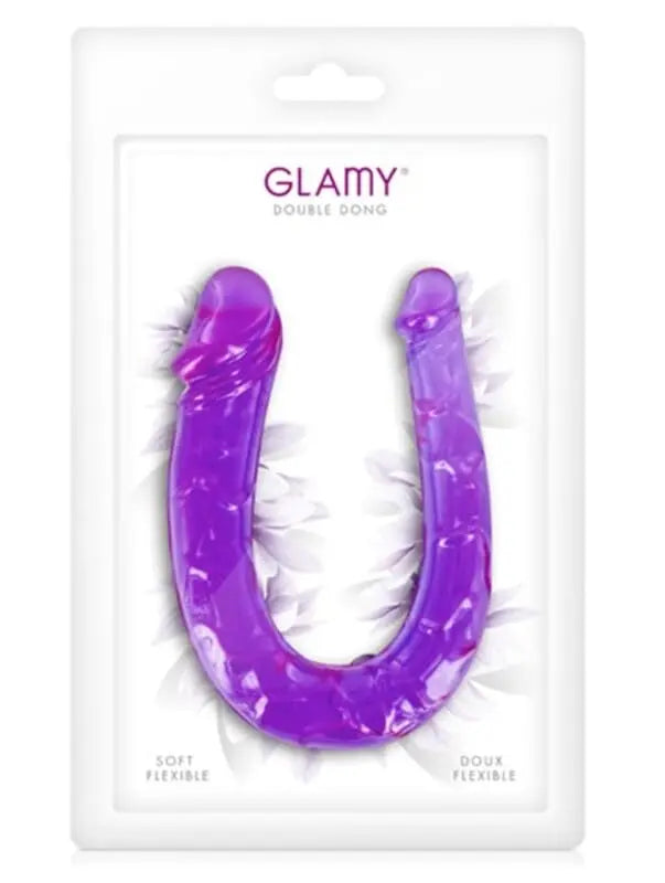 Emballage double gode flexible violet de 29,5 cm pour couple