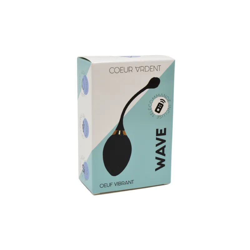 Emballage officiel de l'oeuf Vibrant Télécommandé noir WAVE en silicone et ABS