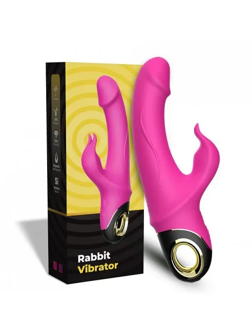 Emballage officiel du vibromasseur rabbit puissant rose avec double moteur Plaisir Émoi