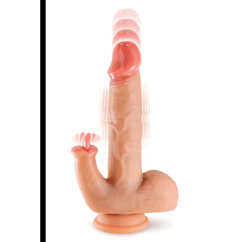 Gode ventouse multifonction va et vient Licking Ram avec langue stimulante