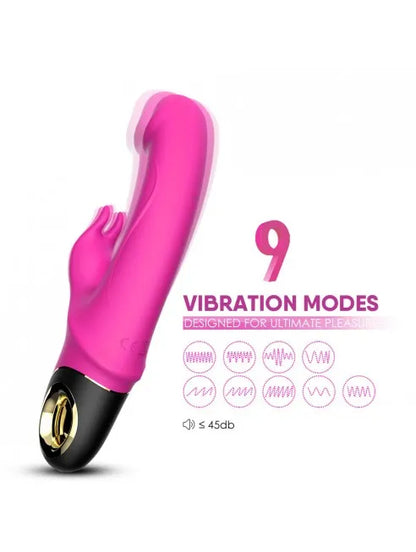 Mode vibrations du vibromasseur rabbit puissant rose avec double moteur Plaisir Émoi