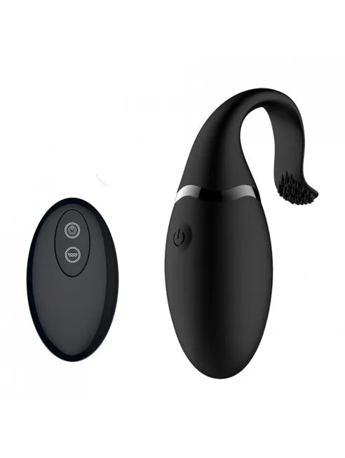 Oeuf vibrant 2en1 noir avec languette clitoridienne Plaisir Emoi