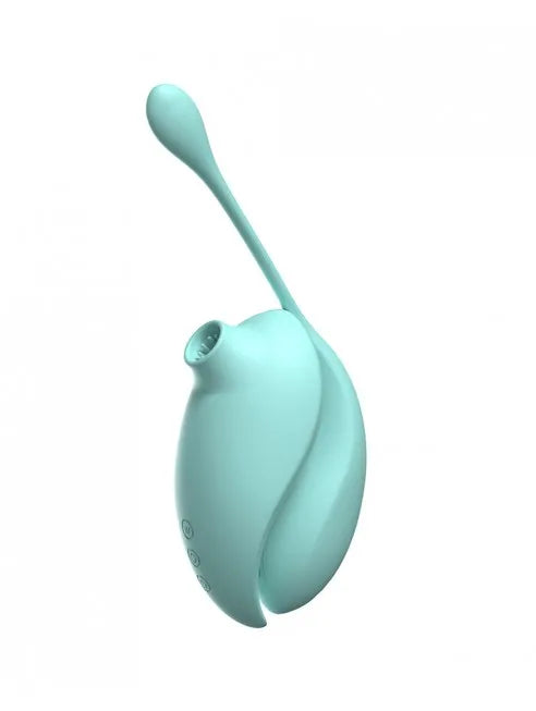 Oeuf vibrant 2en1 turquoise avec stimulateur clitoridien