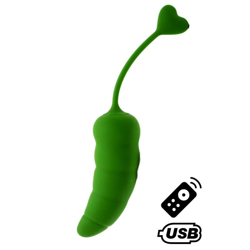 Oeuf Vibrant Pimento ludique vert en silicone et ABS PIMENTO