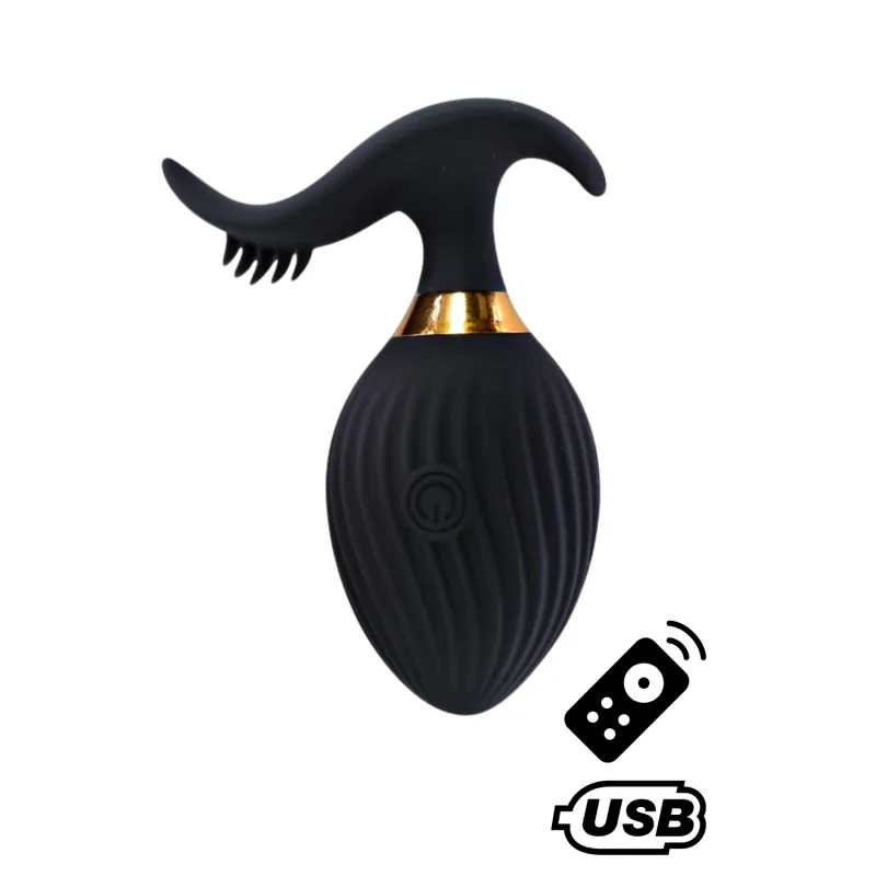 Oeuf Vibrant USB noir WAVE + avec stimulateur clitoridien