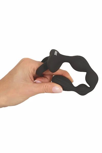 plug-Chaine-anale-noir-à-4-boules-vibrantes-flexible