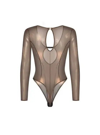 Body teddy sexy fine maille transparente reflet doré - Senslov