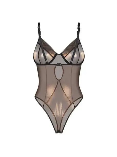 Body sexy teddy bretelles maille fine reflet doré - Senslov