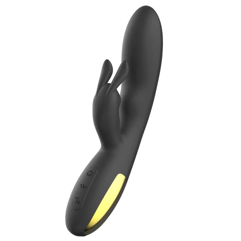 Vibromasseur rabbit noir rechargeable USB avec double moteur