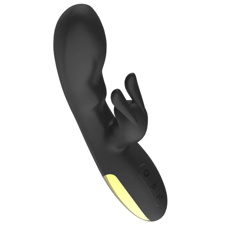 Vibromasseur rabbit noir avec stimulateur clitoridien ergonomique