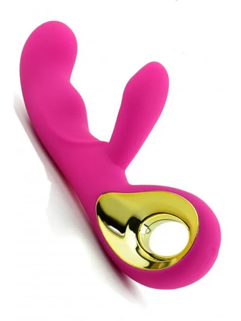 Vibromasseur rabbit puissant rose avec poignée dorée Plaisir Émoi