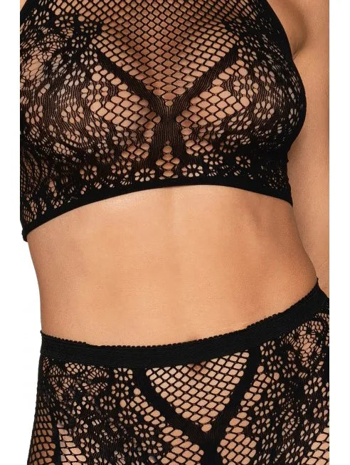 Zoom sur la dentelle florale de l'ensemble brassiére fine